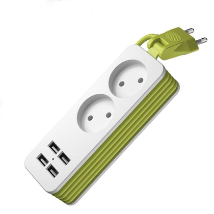 Power Strip 1/2 EU Plug 1200W 250V,1.5m Cable,Wall Multiple Socket Portable 4 USB Port for Mobile Phones for Smartphones Tablets