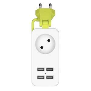 Power Strip 1/2 EU Plug 1200W 250V,1.5m Cable,Wall Multiple Socket Portable 4 USB Port for Mobile Phones for Smartphones Tablets