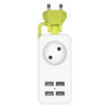 Power Strip 1/2 EU Plug 1200W 250V,1.5m Cable,Wall Multiple Socket Portable 4 USB Port for Mobile Phones for Smartphones Tablets