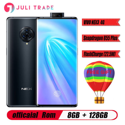 Vivo Nex 3 4G LTE Cell Phone Snapdragon 855 Plus  NFC 6.89" Super Amoled  Full Screen 44W VOOC 8GB RAM 128GB ROM Smartphone