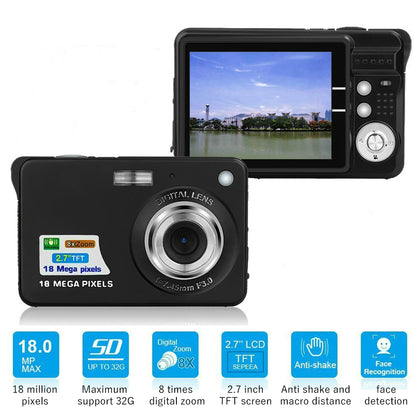 Portable Mini Digital Camera 18MP 2.7 inch TFT LCD Screen 8X Zoom Photo Video Camcorder Anti-Shake Video Camera For Kids Gift