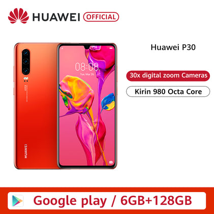 Original Huawei P30 6GB 8GB 128GB Kirin 980 Smartphone 30x Digital Zoom Quad Camera 6.1'' Full Screen OLED NFC 3650mAh