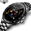 LIGE 2019 New steel smart watch men leather smart watch sport For iPhone Heart rate blood pressure Fitness tracker smartwatch
