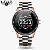LIGE 2019 New steel smart watch men leather smart watch sport For iPhone Heart rate blood pressure Fitness tracker smartwatch