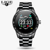 LIGE 2019 New steel smart watch men leather smart watch sport For iPhone Heart rate blood pressure Fitness tracker smartwatch