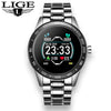 LIGE 2019 New steel smart watch men leather smart watch sport For iPhone Heart rate blood pressure Fitness tracker smartwatch