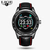 LIGE 2019 New steel smart watch men leather smart watch sport For iPhone Heart rate blood pressure Fitness tracker smartwatch