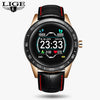 LIGE 2019 New steel smart watch men leather smart watch sport For iPhone Heart rate blood pressure Fitness tracker smartwatch