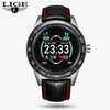 LIGE 2019 New steel smart watch men leather smart watch sport For iPhone Heart rate blood pressure Fitness tracker smartwatch