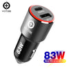 WOTOBE 2port 83W super fast car charger,1 Port USB C PD/PPS 65W/45W 20V power adapter,1 QC3.0/AFC/FCP18W for phones and laptops