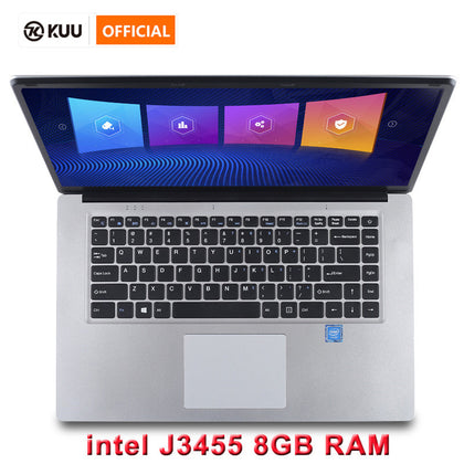KUU Notebook Computer 15.6 inch 8GB RAM 256GB/512GB SSD  intel J3455 Quad Core Laptops With FHD Display Ultrabook WiFi