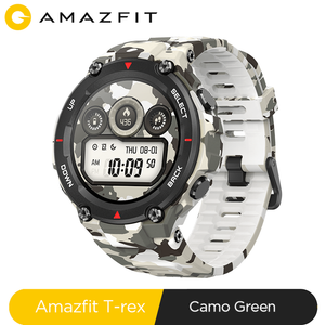 New 2020 CES Amazfit T rex T-rex Smartwatch Control Music 5ATM Smart Watch GPS/GLONASS 20 days battery life MIL-STD for Android